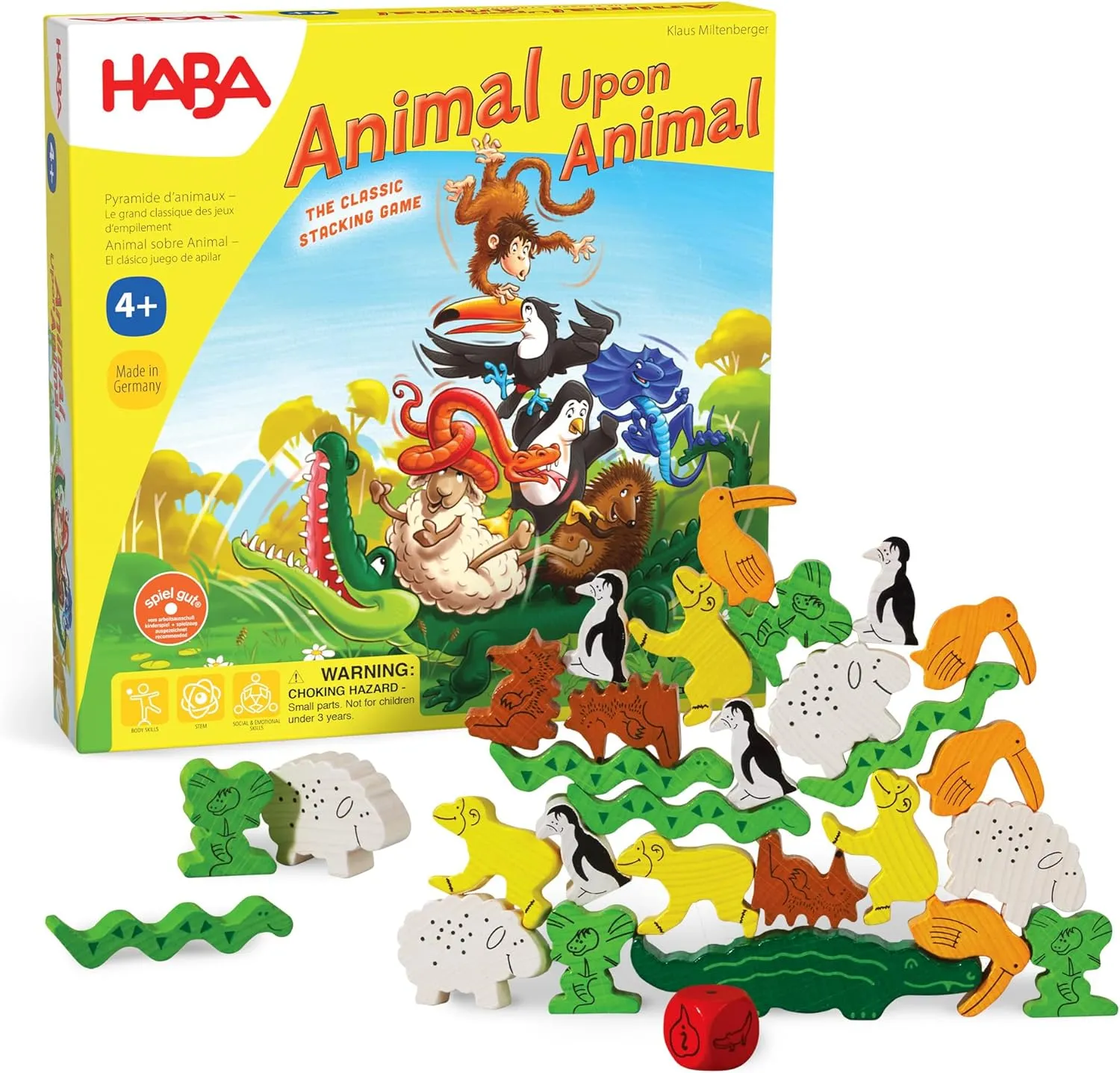 HABA Animal Upon Animal - Classic Wooden Stacking Game Fun for The Whole Family (Made in Germany)