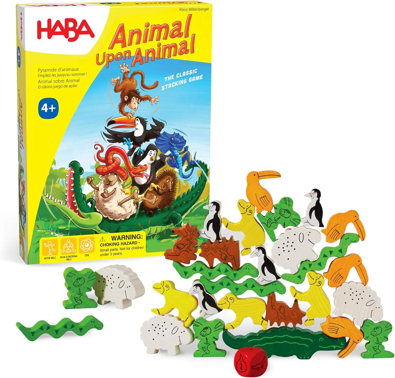 HABA Animal Upon Animal - Classic Wooden Stacking Game: Ultimate Family Board Games for Kids and Adults, Party Games and Fun Dexterity Kids Games 4-8, Made in China