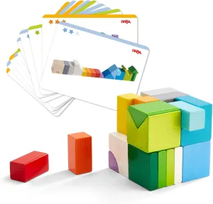 HABA Chromatix Wooden Blocks – 3D Arranging & Stacking Toy for Toddlers – Montessori STEM Toys Learning Set with 19 Colorful Wooden Blocks – 19 Piece Preschool Educational Toy for Ages 3 