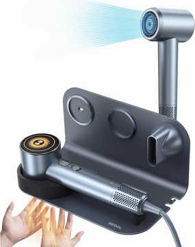 Hair Dryer, High-Speed Ionic Hair Dryer with Wall-Mounted Holder, Portable and Quiet Ion Blow Dryer for Fine Hair, 110000 RPM (2-in-1 Set, Silver Blue)