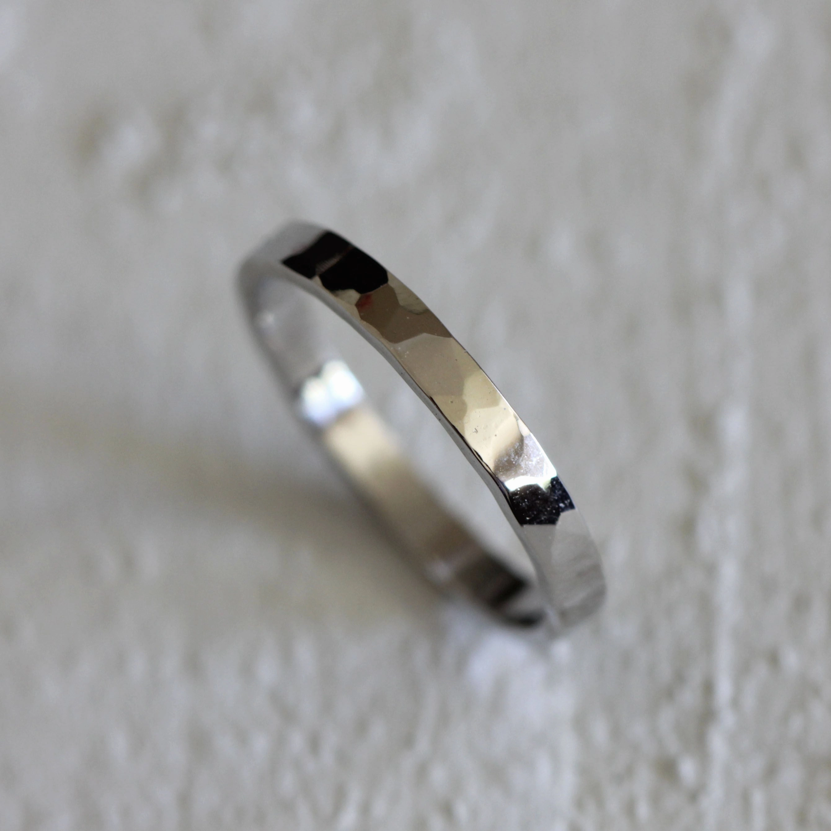 Hammered platinum ring