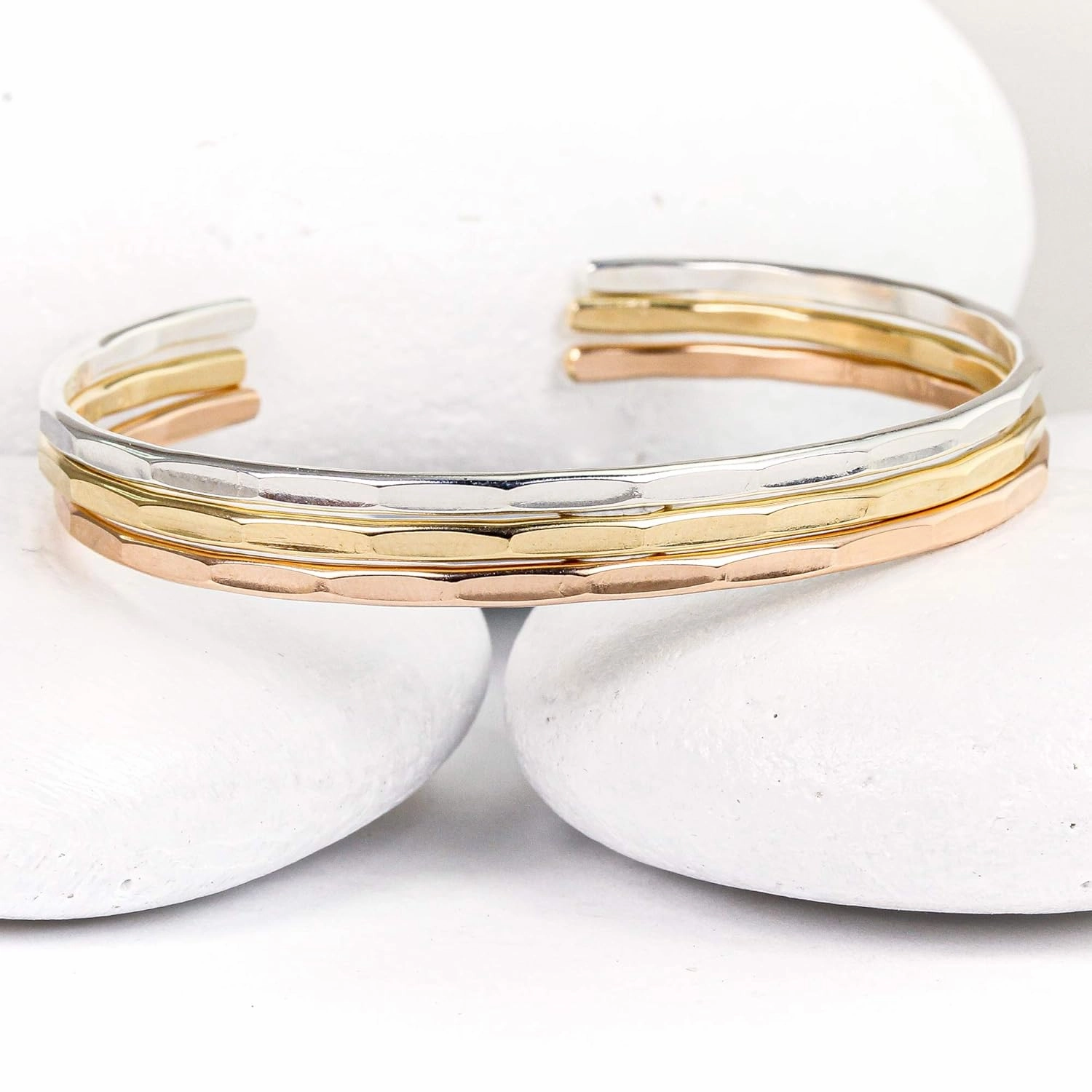Hammered Signature Cuff in Solid Sterling Silver; Handmade and Hand Textured Bracelet for Women by Lotus Stone Jewelry (Small, Sterling Silver)