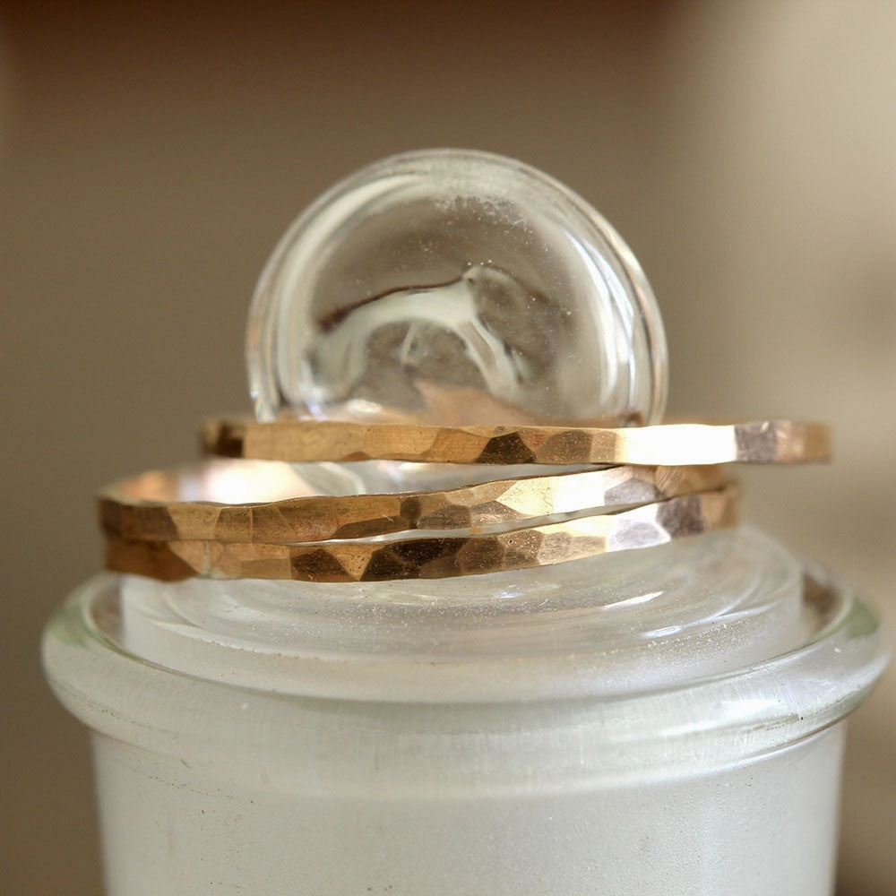 Hammered Stacking Rings Sterling Silver