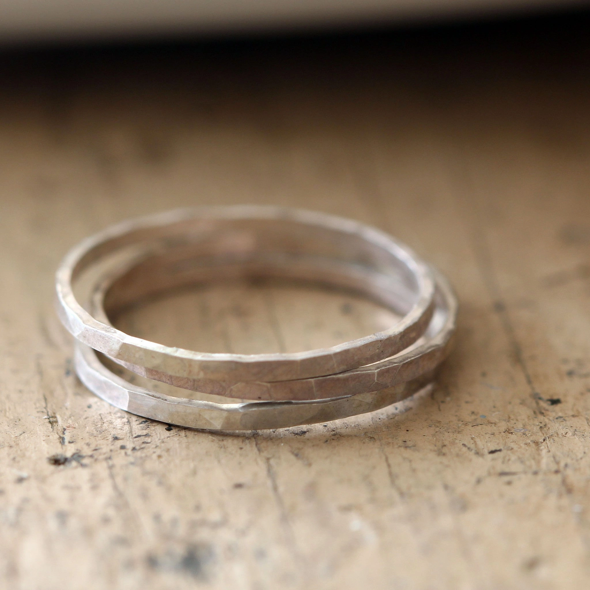 Hammered Stacking Rings Sterling Silver