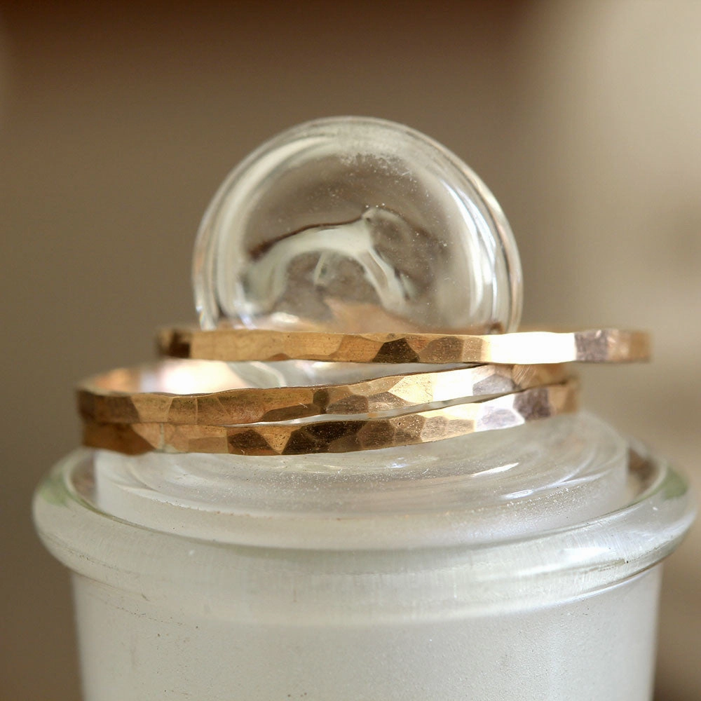 Hammered Stacking Rings Sterling Silver
