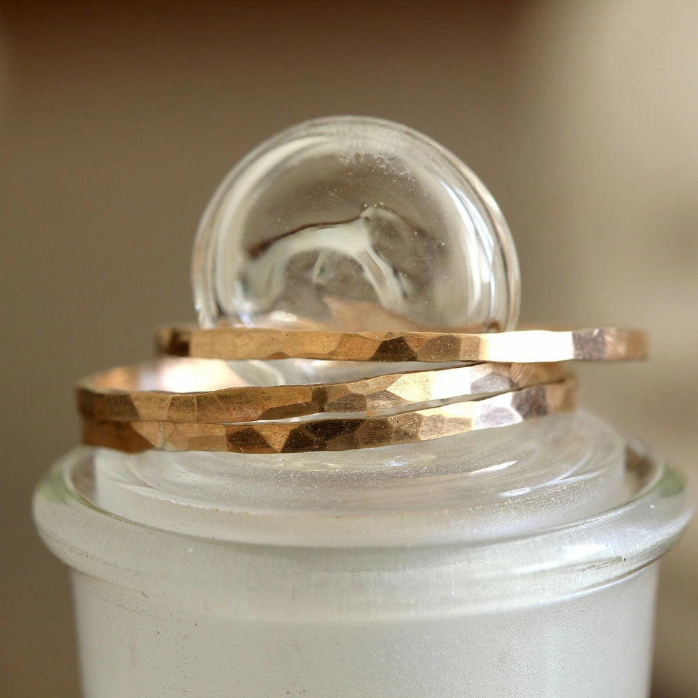 Hammered Stacking Rings Sterling Silver