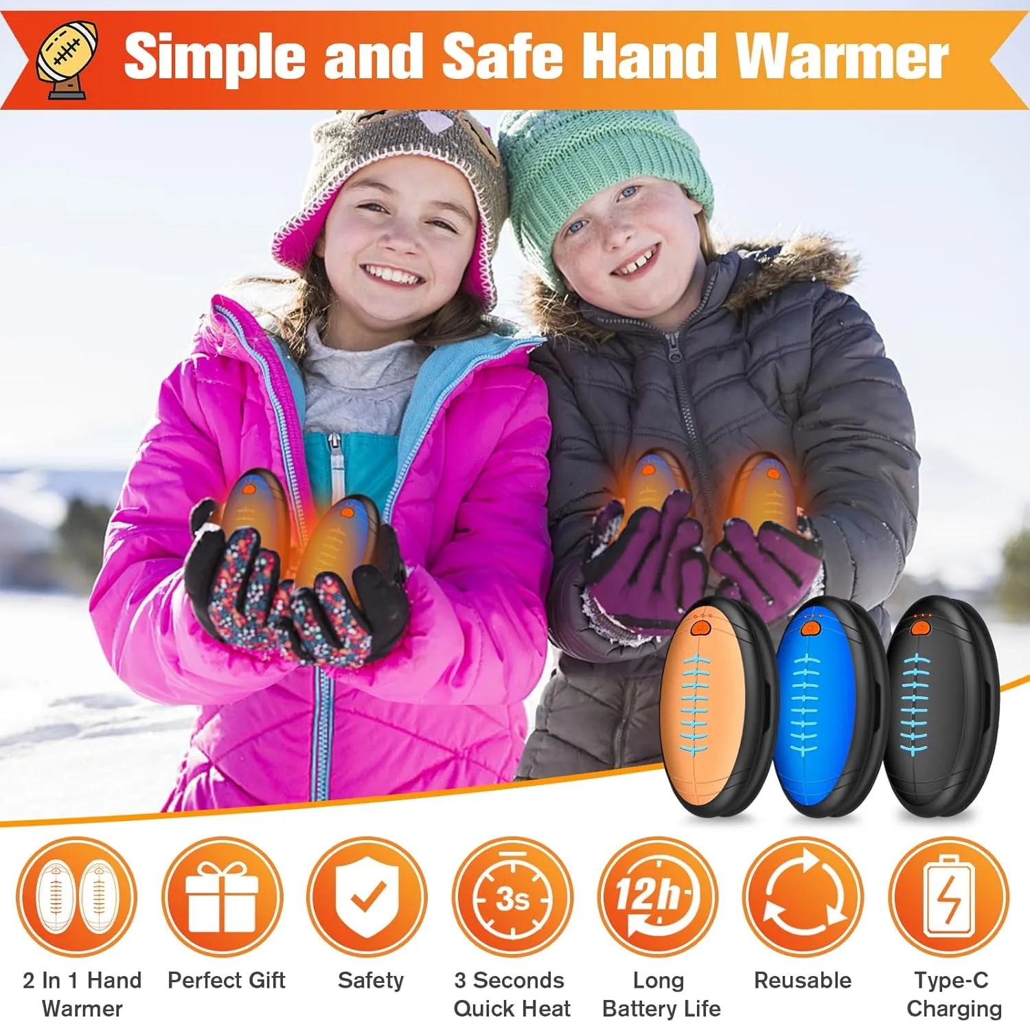 Hand Warmers Rechargeable,2 in 1 Electric Football Hand Warmer for Outdoor Indoor,Electric Hand Warmer,AI Rechargeable Hand Warmer for Camping,Golf,Hunting,Best Golf Accessories for Men Women