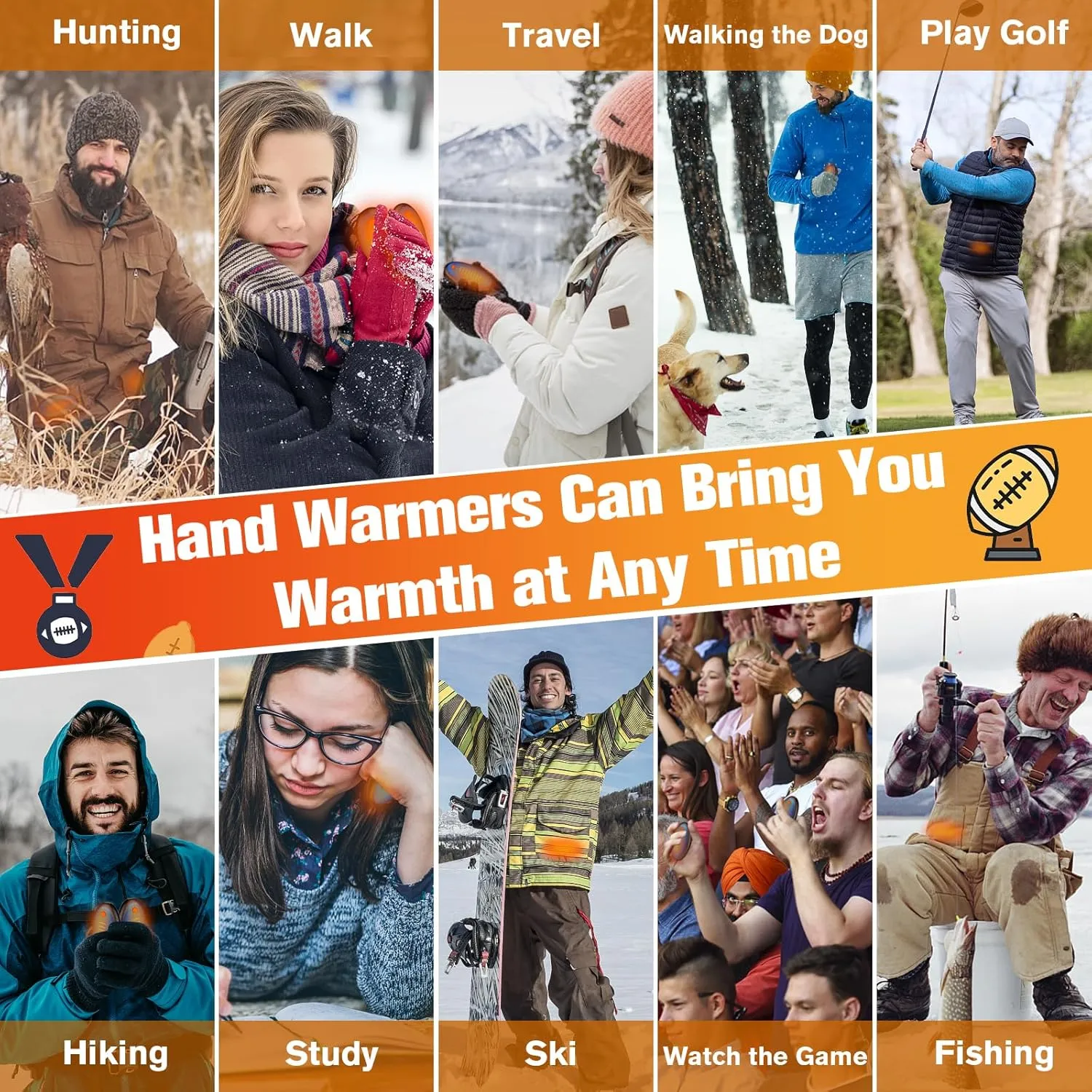 Hand Warmers Rechargeable,2 in 1 Electric Football Hand Warmer for Outdoor Indoor,Electric Hand Warmer,AI Rechargeable Hand Warmer for Camping,Golf,Hunting,Best Golf Accessories for Men Women