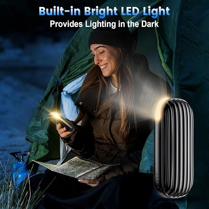 Hand Warmers Rechargeable - 14000mAh Rechargeable Hand Warmers 2 Pack, 15Hrs Warmth Heat Up to 131℉ with LED Light, USB Electric Heated Hand Warmers Reusable Power Bank for Golf, Raynauds, Camping