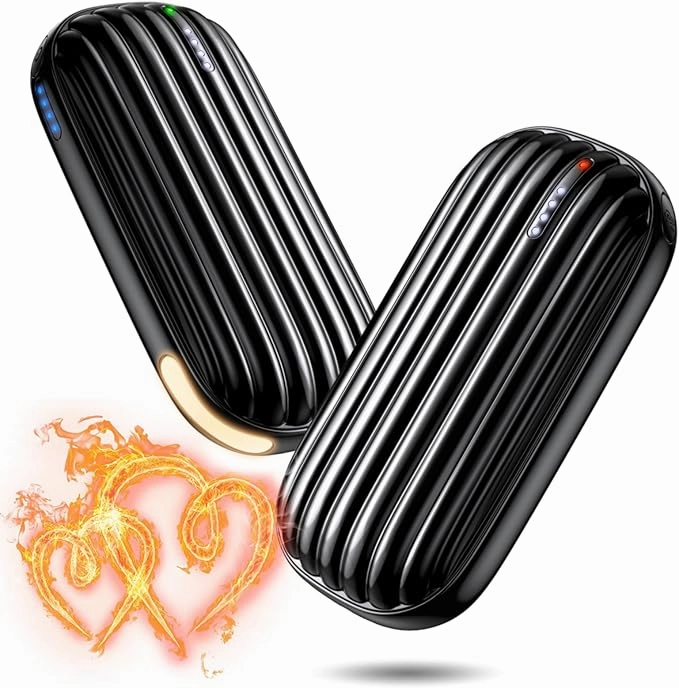 Hand Warmers Rechargeable - 14000mAh Rechargeable Hand Warmers 2 Pack, 15Hrs Warmth Heat Up to 131℉ with LED Light, USB Electric Heated Hand Warmers Reusable Power Bank for Golf, Raynauds, Camping