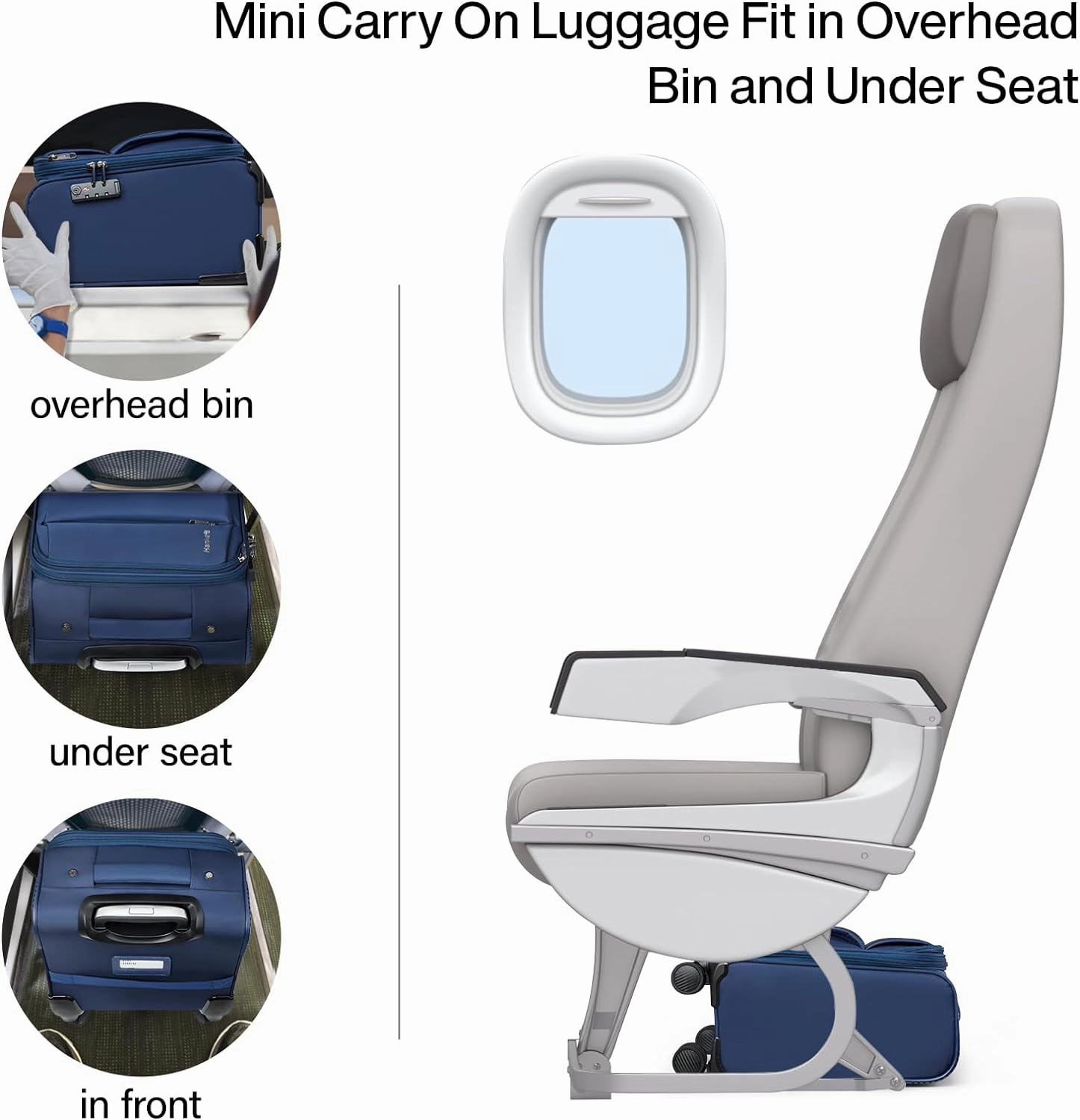 Hanke 16 Inch Underseat Carry On Luggage with Spinner Wheels Airline Approved, Small Rolling Suitcase Softside Underseater Lightweight TSA Travel Roller Suitcase Carry-On Bag(Blue)