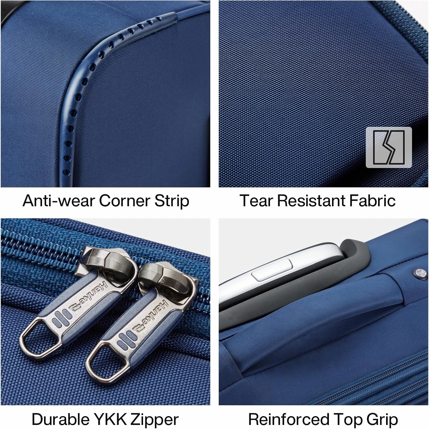 Hanke 16 Inch Underseat Carry On Luggage with Spinner Wheels for Airline, Small Softside TSA Approved Luggage Lightweight Rolling Suitcases Under Seat Travel Carry-On Bag(Blue)