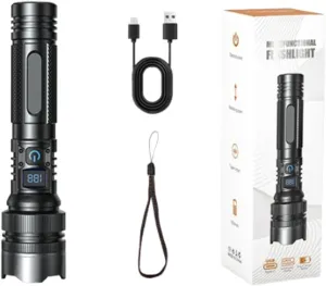Happytion Flashlight, 150000 Lumens, Rechargeable Flashlights High Lumens, Zoomable Torch for Camping Hiking Biking Home Emergency (1pcs)