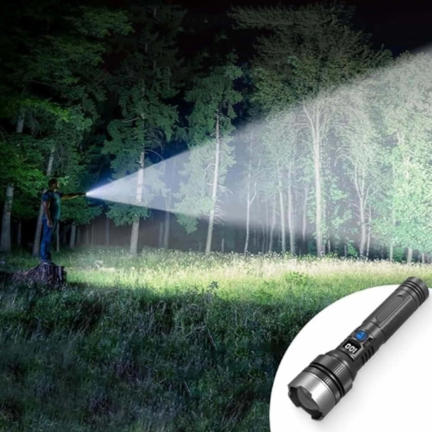 Happytion Flashlight,Strictrigid 2025 The Ultimate Survival Flashlights High Lumens,Super Bright LED Rechargeable Tactical Handheld Flashlights,IPX7 Waterproof,Zoomable for Home Camping (1 pcs)