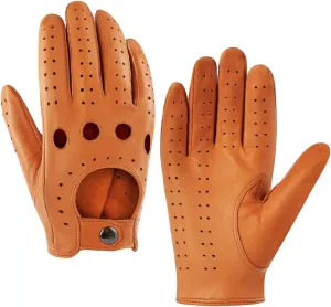 Harssidanzar Mens Lambskin Leather Driving Gloves GM026
