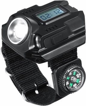 HBJWOV LED Wrist Flashlight Rechargeable Compass Watch Light Portable Wrist Light XPE Outdoor Camping Hiking Lighting Tool