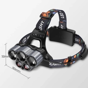 Head Torch,Headlamp Rechargeable Waterproof, LED Headlight Flashlight with USB Cable 2 Batteries, 8 Modes forSuitable for Running, Walking, Camping, Reading, Hiking