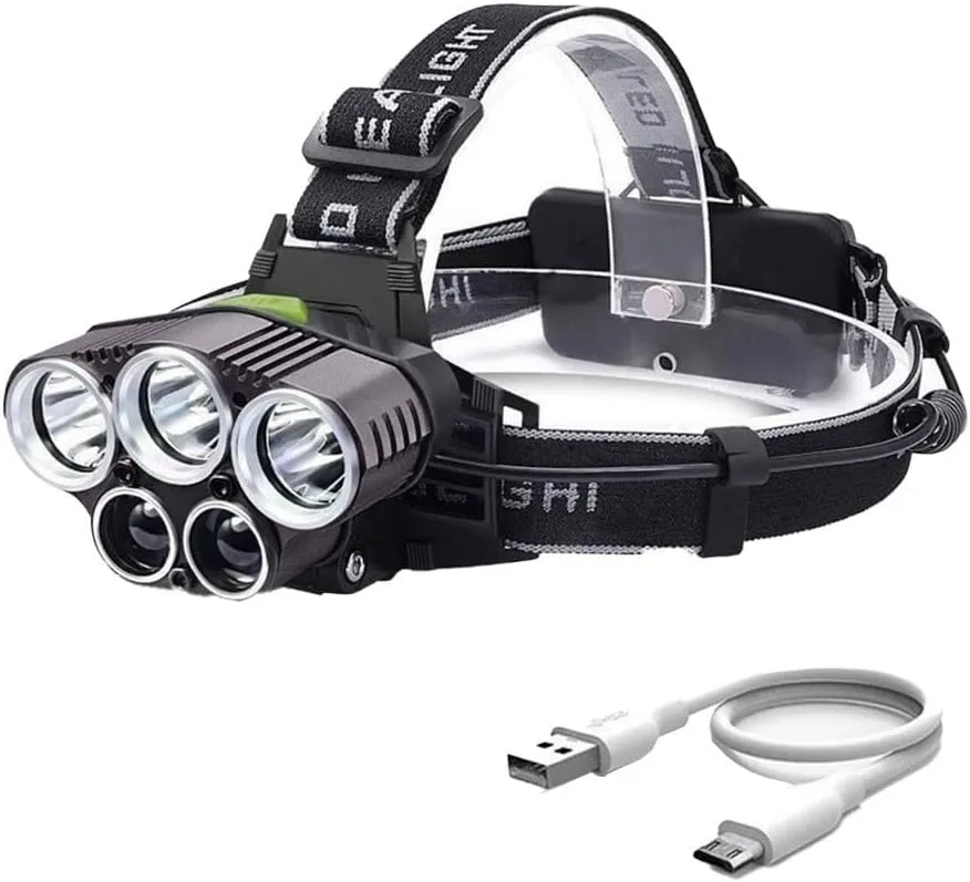 Headlamp Rechargeable,2025 New Upgrade 6 Mode 25000 High Lumen Bright 5 LED Headlamp with Red White Light,IPX5 Waterproof Headlights,Headlamps for Running Fishing Camping Hunting Hiking