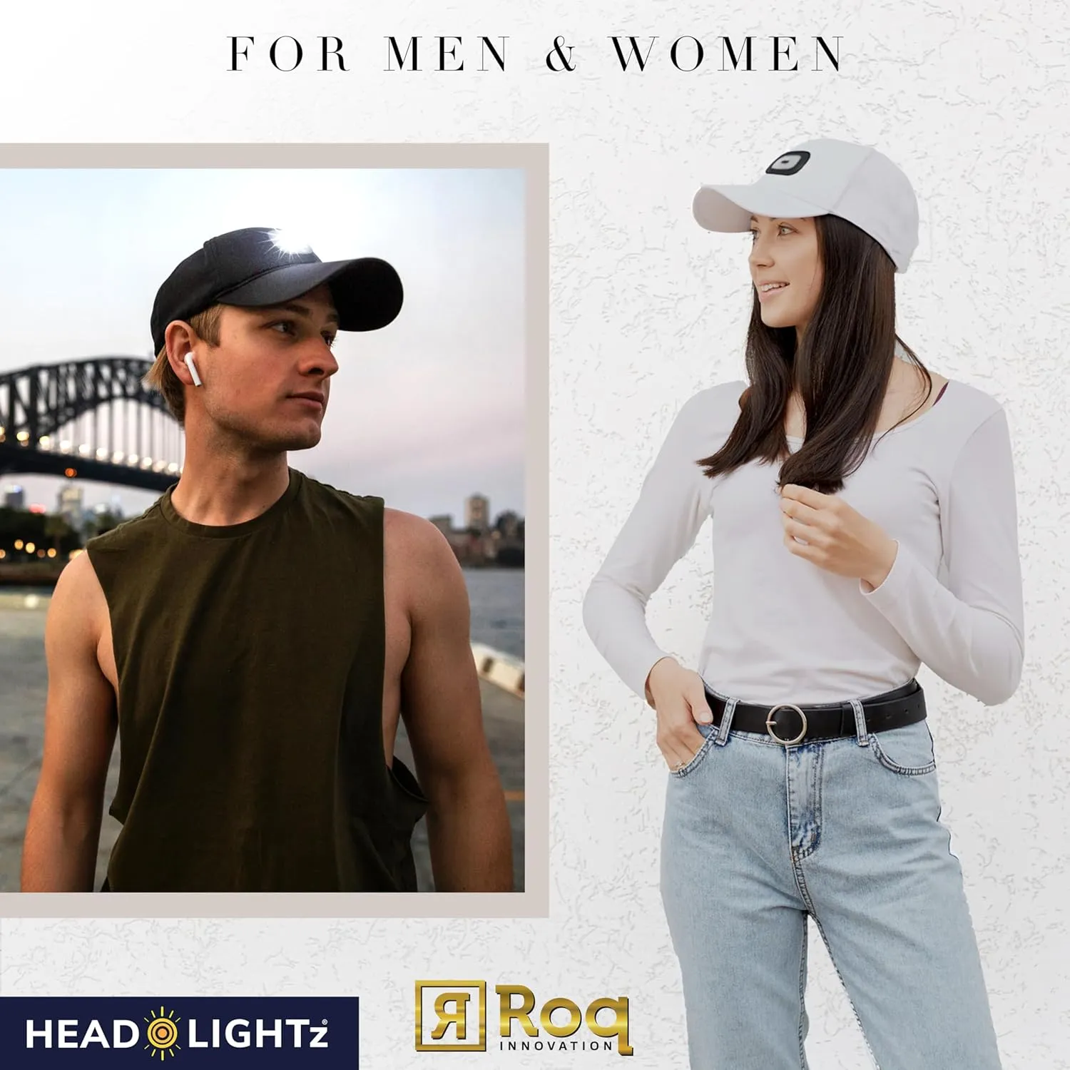 Headlightz Rechargeable LED Baseball Cap - Built-in USB Light with 3 Brightness Levels, Perfect for Running, Walking, Camping - Hands-Free Lighted Hat for Men & Women - As Seen on National TV - KHAKI