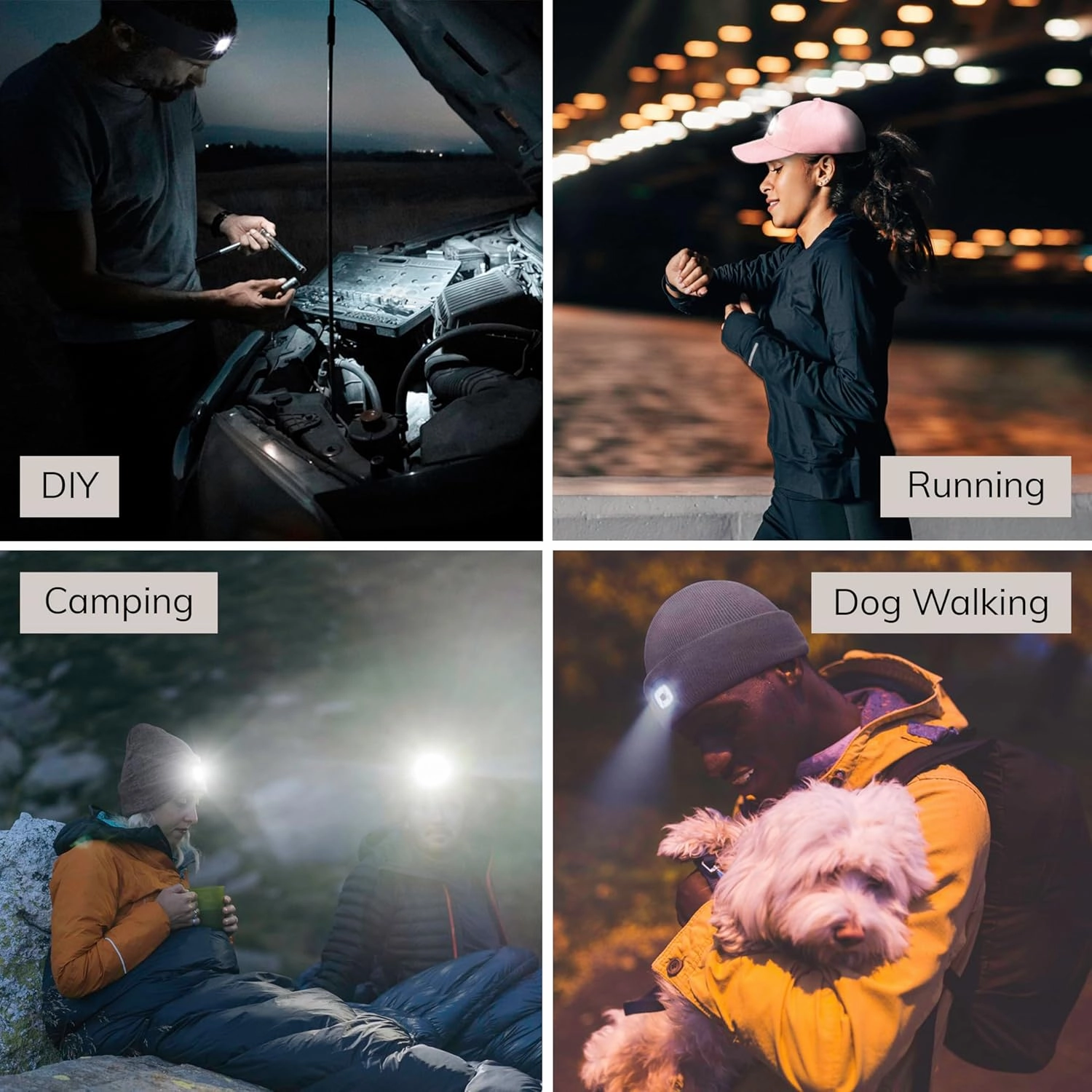 Headlightz Rechargeable LED Baseball Cap - Built-in USB Light with 3 Brightness Levels, Perfect for Running, Walking, Camping - Hands-Free Lighted Hat for Men & Women - As Seen on National TV - BLACK