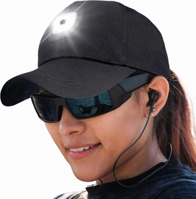 Headlightz Rechargeable LED Baseball Cap - Built-in USB Light with 3 Brightness Levels, Perfect for Running, Walking, Camping - Hands-Free Lighted Hat for Men & Women - As Seen on National TV - BLACK