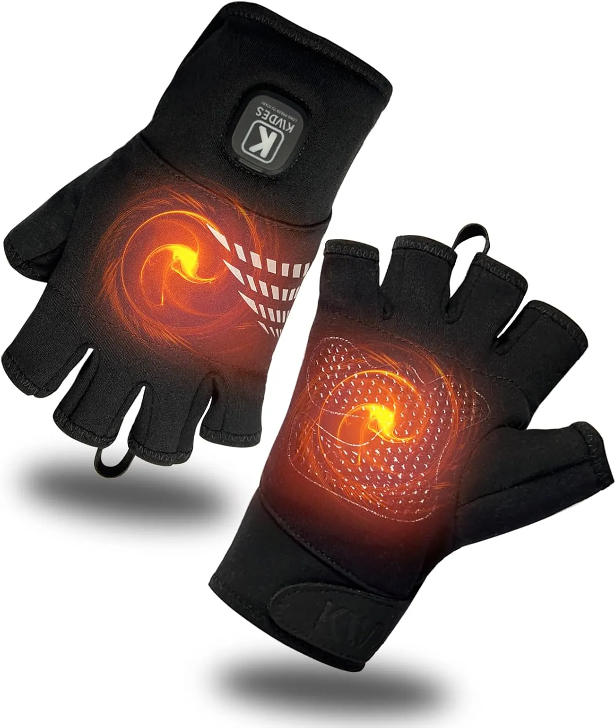 Heated Gloves Fingerless for Women Man Rechargeable Electric Touchscreen Wearable Cold Winter Work Arthritis Pain Relief Hand Warmers Hot Compress Reusable