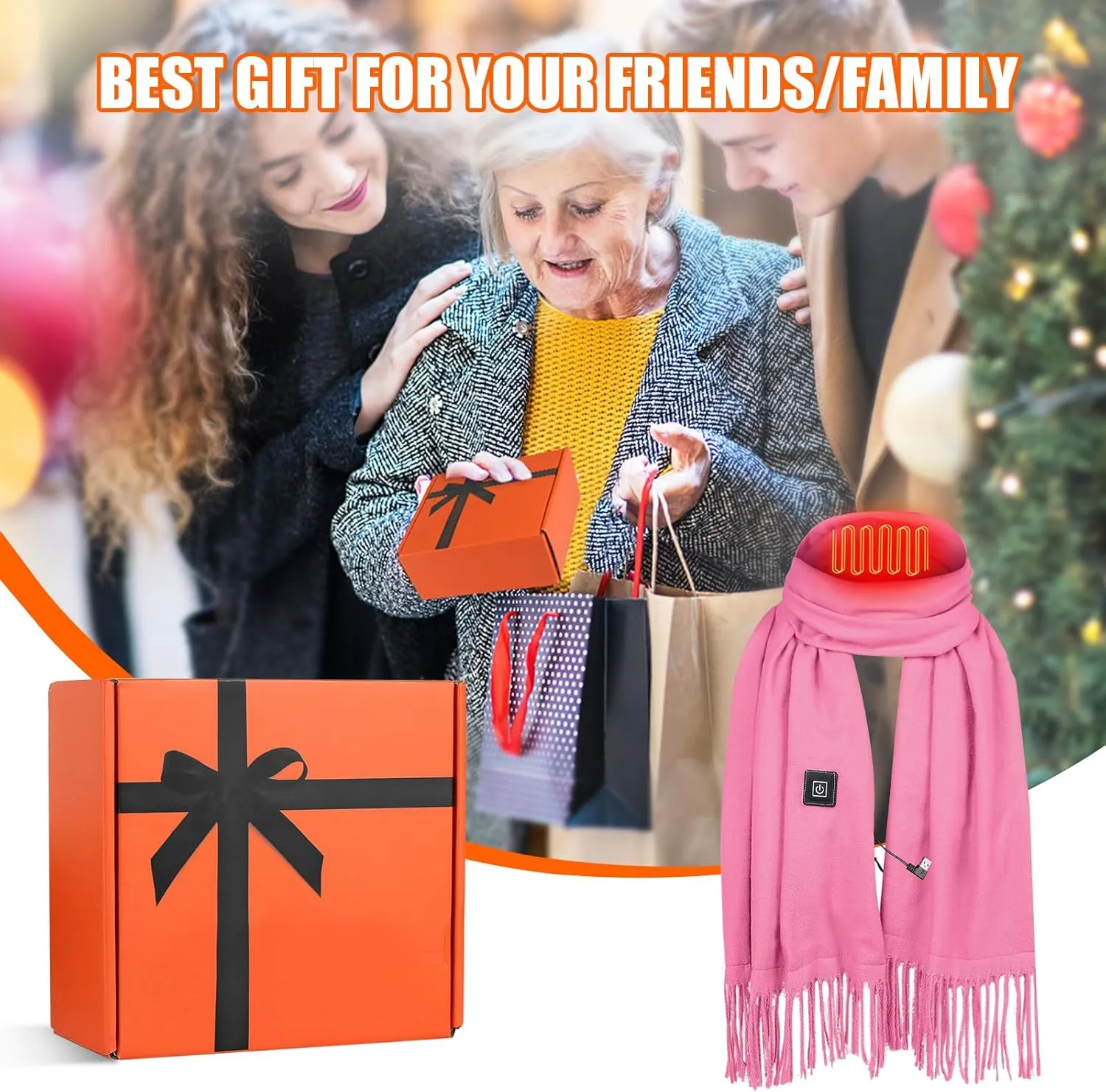 Heated Scarf for Women Men Rechargeable Heated Scarves Blanket with Battery Pack Neck Heating Pad Electric Scarf Heated