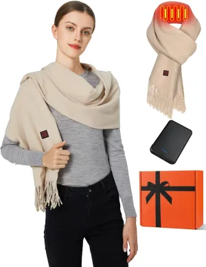 Heated Scarf for Women Men Rechargeable Heated Scarves Blanket with Battery Pack Neck Heating Pad Electric Scarf Heated