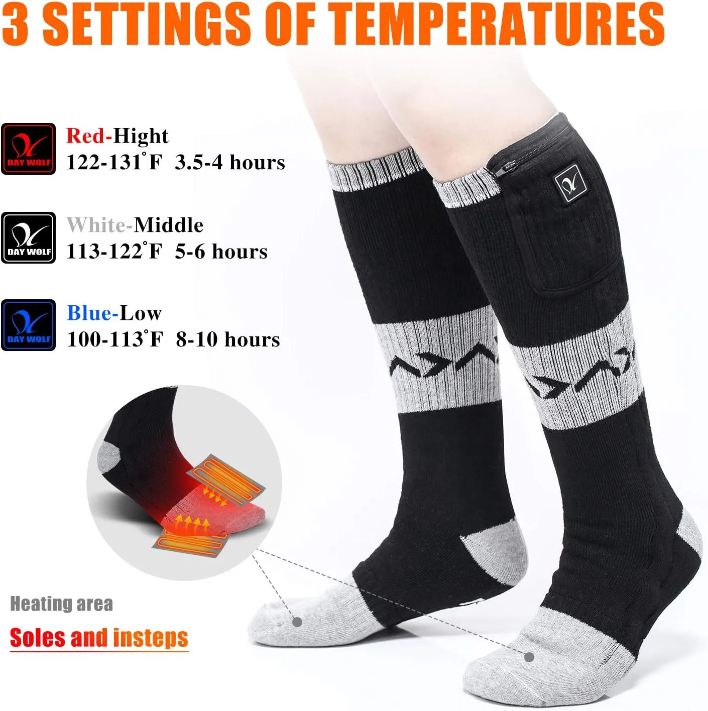 Heated Socks for Men Women, Electric Socks with 7.4V 2200mAh Rechargeable Battery Foot Warmers for Winter Sports Snow Ski Hunting Camping Hiking Riding