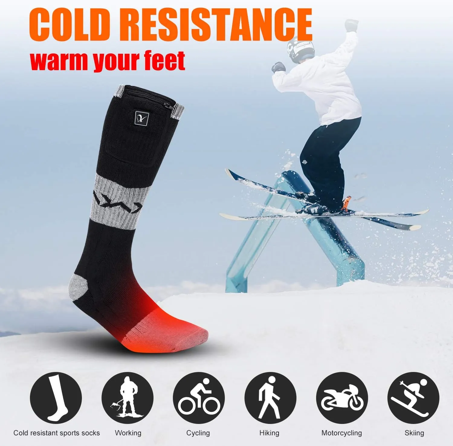 Heated Socks for Men Women, Electric Socks with 7.4V 2200mAh Rechargeable Battery Foot Warmers for Winter Sports Snow Ski Hunting Camping Hiking Riding