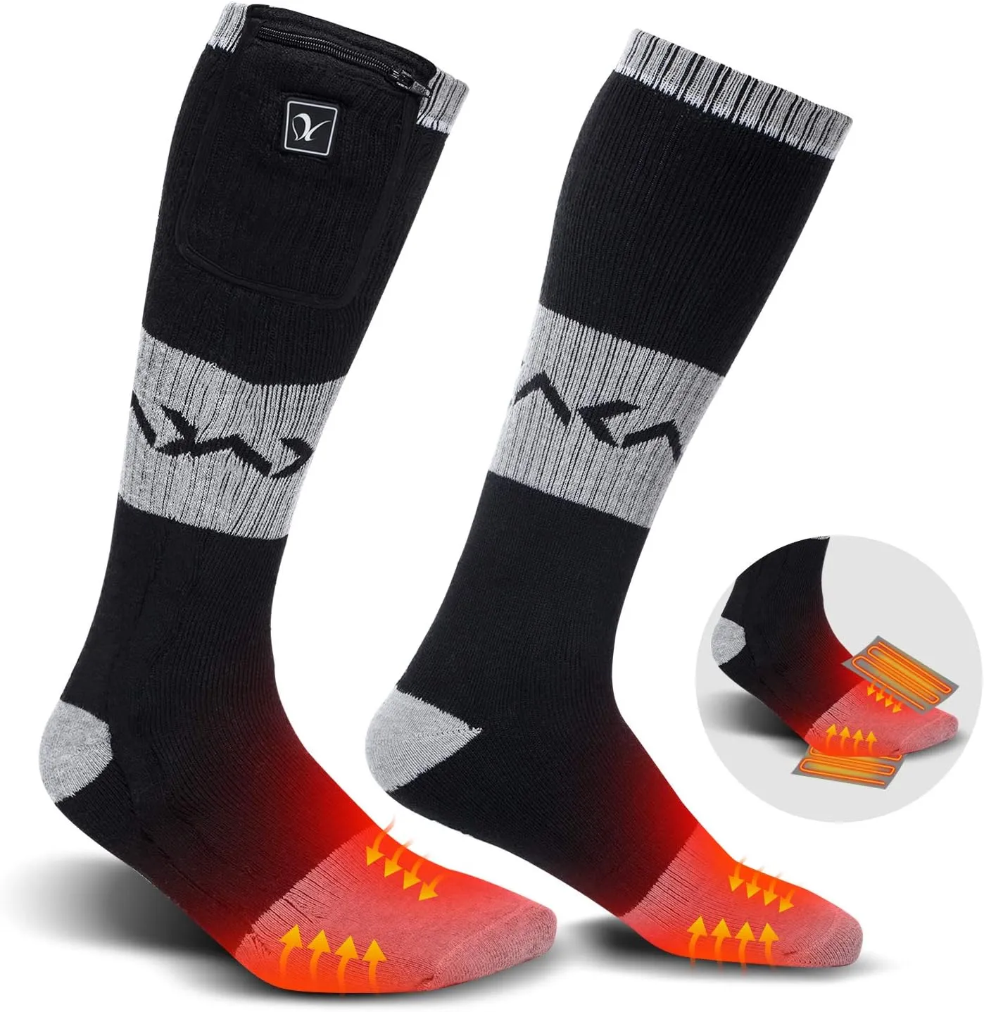 Heated Socks for Men Women, Electric Socks with 7.4V 2200mAh Rechargeable Battery Foot Warmers for Winter Sports Snow Ski Hunting Camping Hiking Riding