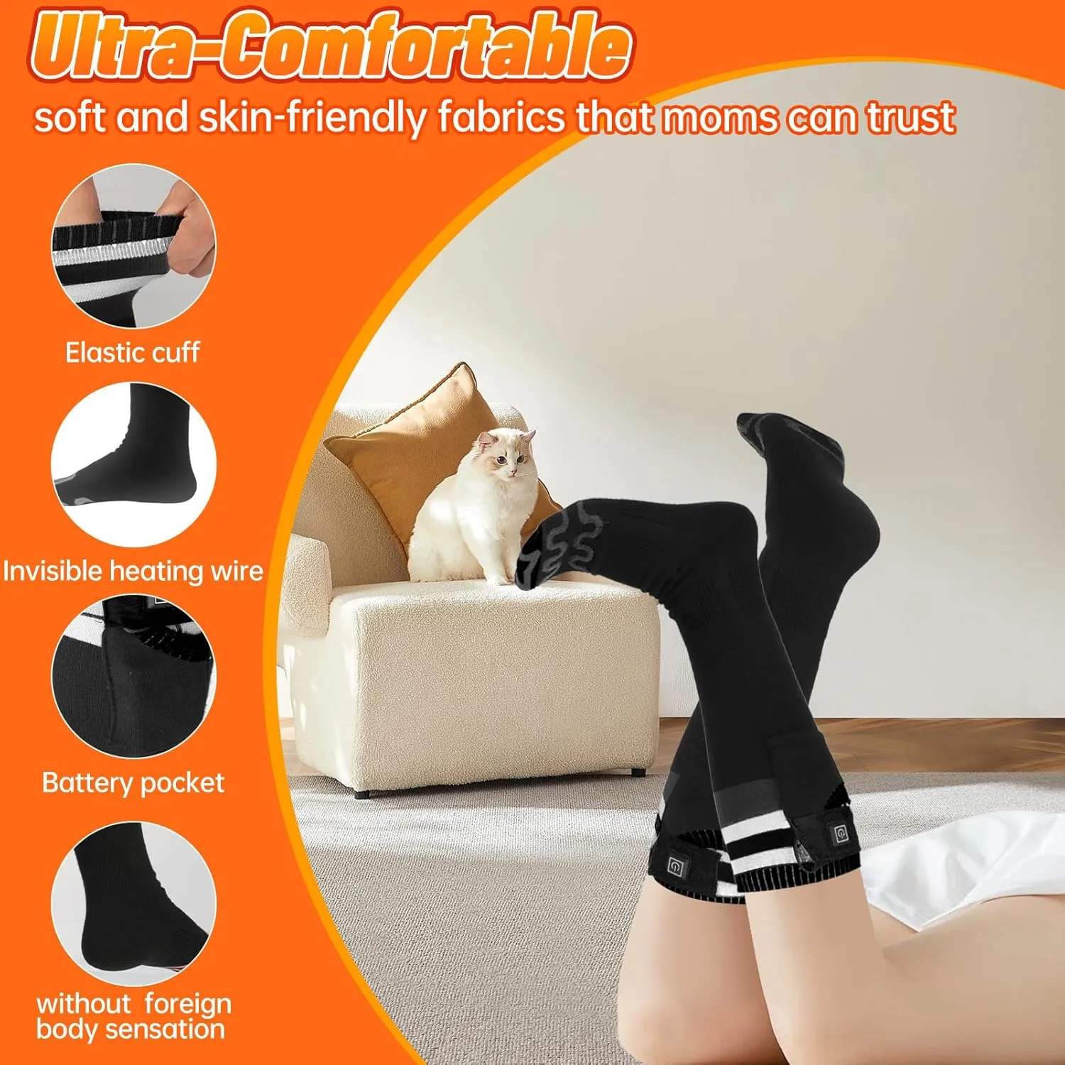 Heated Socks for Men Women with APP Control, 2024 Upgrade Rechargeable Electric 6000mAh Rechargeable Battery Thermal Heat Socks Waterproof & Windproof Winter Socks for Skiing Hunting Hiking Fishing