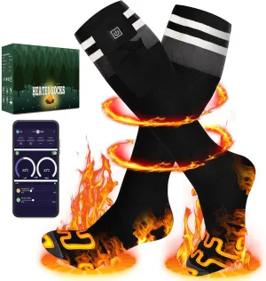 Heated Socks for Men Women with APP Control, 2024 Upgrade Rechargeable Electric 6000mAh Rechargeable Battery Thermal Heat Socks Waterproof & Windproof Winter Socks for Skiing Hunting Hiking Fishing