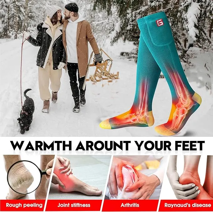 Heated Socks Women Electric Battery Socks Thermal Insulated Socks for Arthritis, Winter Thick Warm Cotton Sox Heating Foot Warmer, Unisex & USA 6-13 Size