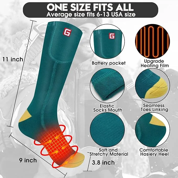 Heated Socks Women Electric Battery Socks Thermal Insulated Socks for Arthritis, Winter Thick Warm Cotton Sox Heating Foot Warmer, Unisex & USA 6-13 Size