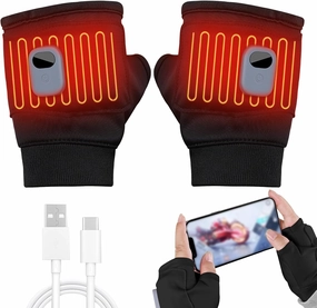 Heated Gloves for Women Rechargeable, Fingerless Rechargeable Heated Gloves, Hand Warmer Gloves, 3-Speed Adjustable Heated Fingerless Gloves, Winter Hand Warmer for Work Cycling Skiing