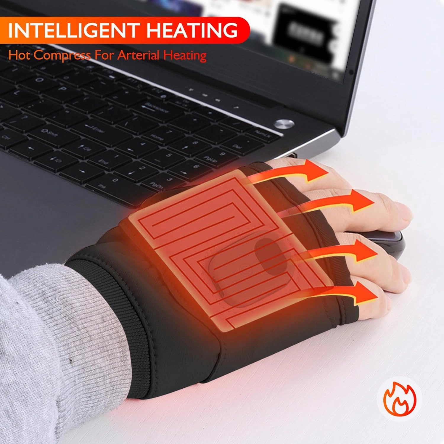 Heated Gloves for Women Rechargeable, Fingerless Rechargeable Heated Gloves, Hand Warmer Gloves, 3-Speed Adjustable Heated Fingerless Gloves, Winter Hand Warmer for Work Cycling Skiing