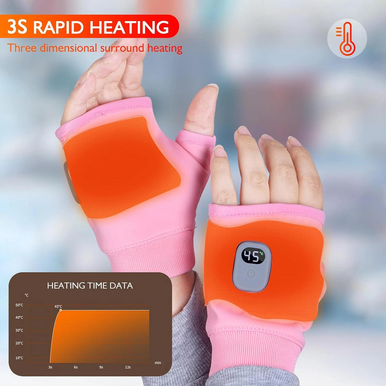 Heated Gloves for Women Rechargeable, Fingerless Rechargeable Heated Gloves, Hand Warmer Gloves, 3-Speed Adjustable Heated Fingerless Gloves, Winter Hand Warmer for Work Cycling Skiing