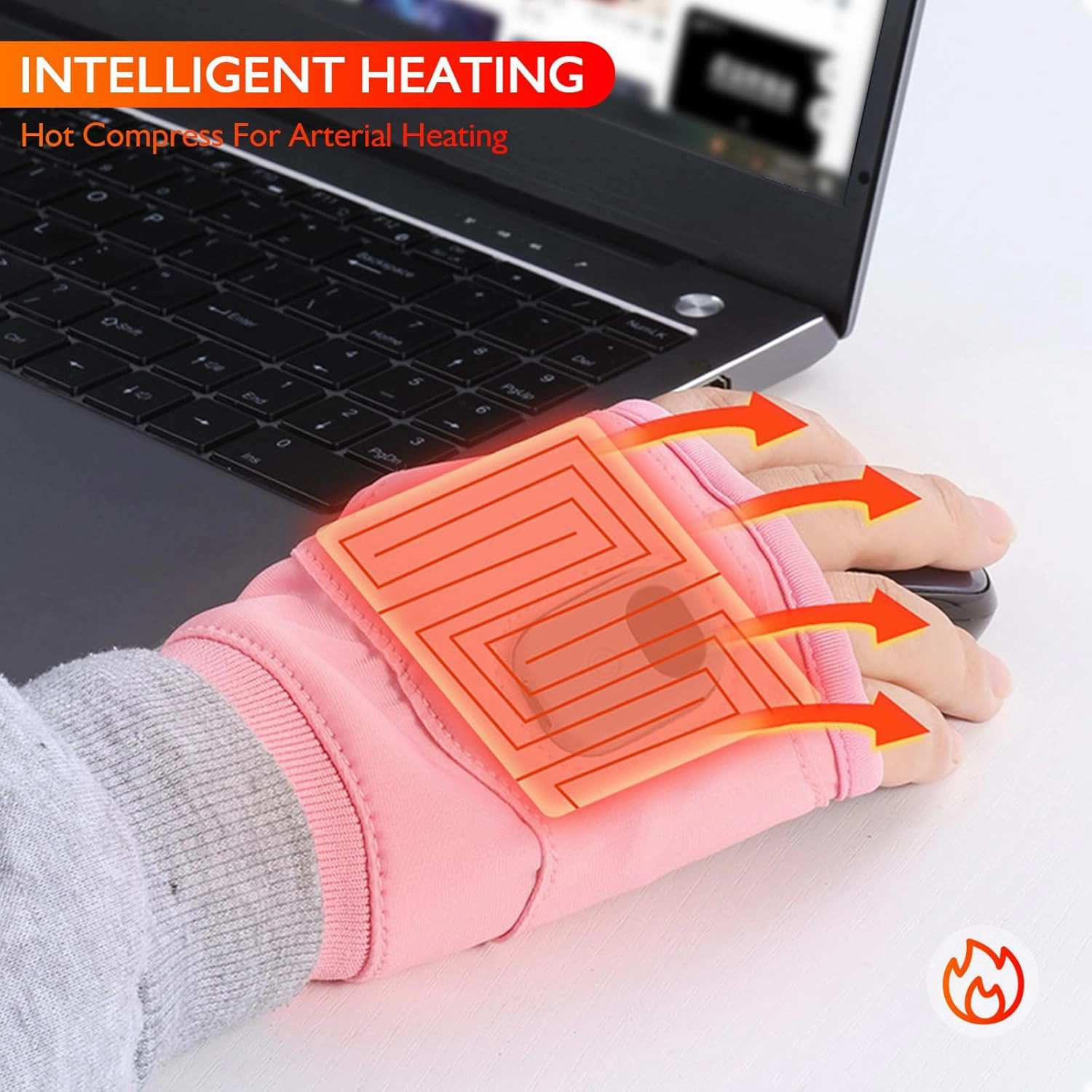 Heated Gloves for Women Rechargeable, Fingerless Rechargeable Heated Gloves, Hand Warmer Gloves, 3-Speed Adjustable Heated Fingerless Gloves, Winter Hand Warmer for Work Cycling Skiing