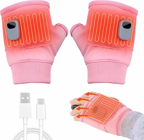 Heated Gloves for Women Rechargeable, Fingerless Rechargeable Heated Gloves, Hand Warmer Gloves, 3-Speed Adjustable Heated Fingerless Gloves, Winter Hand Warmer for Work Cycling Skiing