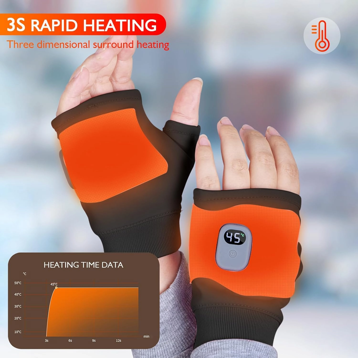 Heated Gloves for Women Rechargeable, Fingerless Rechargeable Heated Gloves, Hand Warmer Gloves, 3-Speed Adjustable Heated Fingerless Gloves, Winter Hand Warmer for Work Cycling Skiing