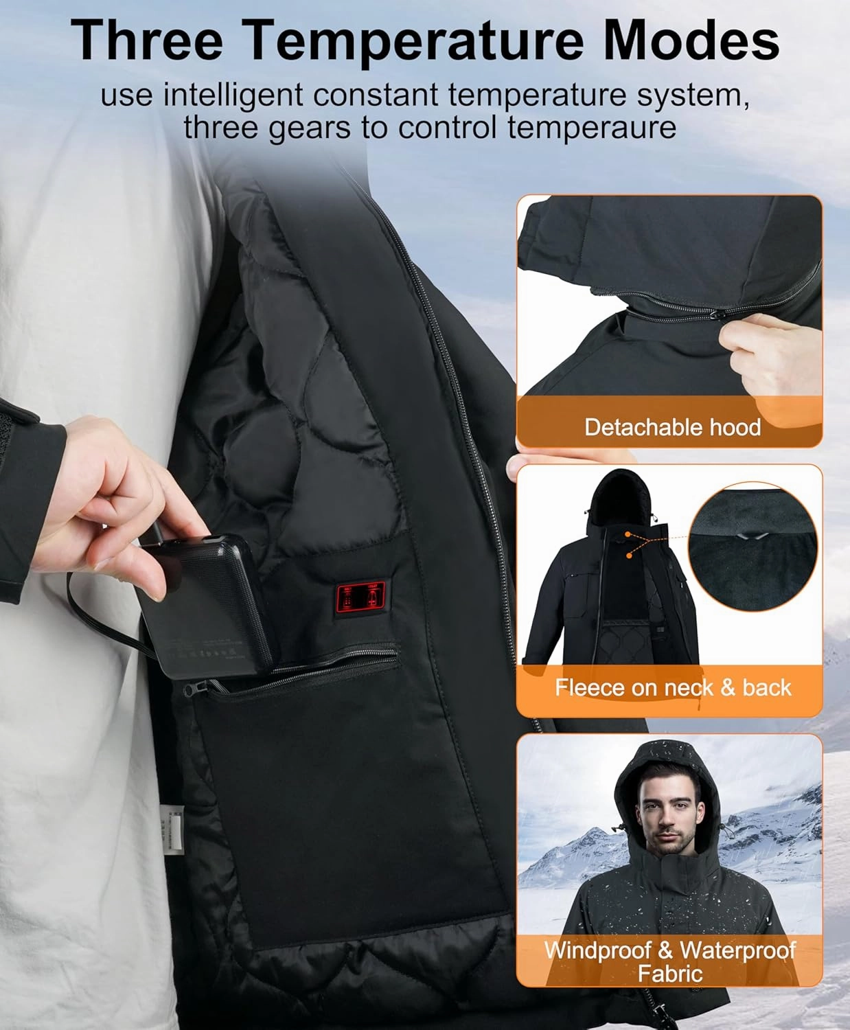 Heated Jackets for Men Women - Rechargeable Men's Soft Shell Winter Heating Jacket for Winter Outdoor Use