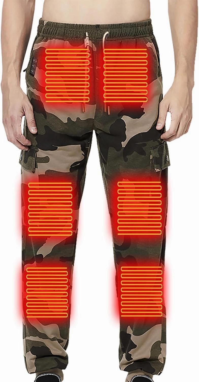 Heated Pants for Men Work Rechargeable Heating Pant Hunting Winter Snow Sweatpants Heated Clothes Fleece Insulated Camo