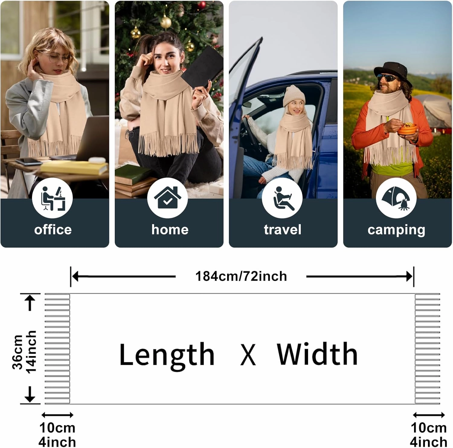 Heated Scarf for Women Men Rechargeable Heated Scarves Blanket with Battery Pack Neck Heating Pad Electric Scarf Heated