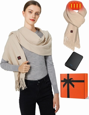 Heated Scarf for Women Men Rechargeable Heated Scarves Blanket with Battery Pack Neck Heating Pad Electric Scarf Heated