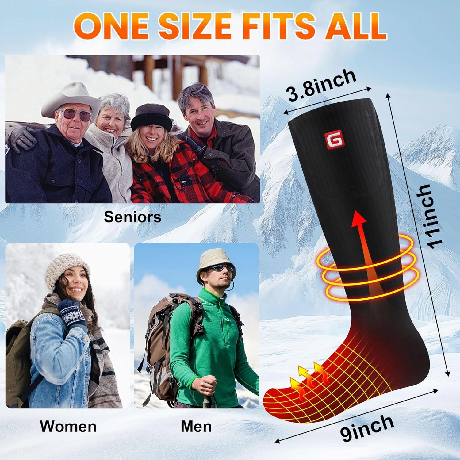 Heated Socks for Men Women,3.7V 4000mAh Battery Powered Cold Weather Rechargeable Electric Socks,Warm Electric Socks Outdoor Riding Camping Hiking Motorcycle Skiing Warm Winter Socks
