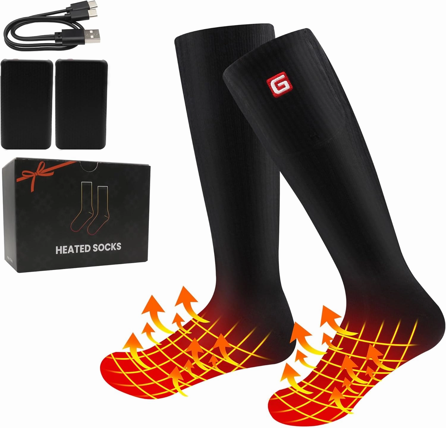 Heated Socks for Men Women,3.7V 4000mAh Battery Powered Cold Weather Rechargeable Electric Socks,Warm Electric Socks Outdoor Riding Camping Hiking Motorcycle Skiing Warm Winter Socks