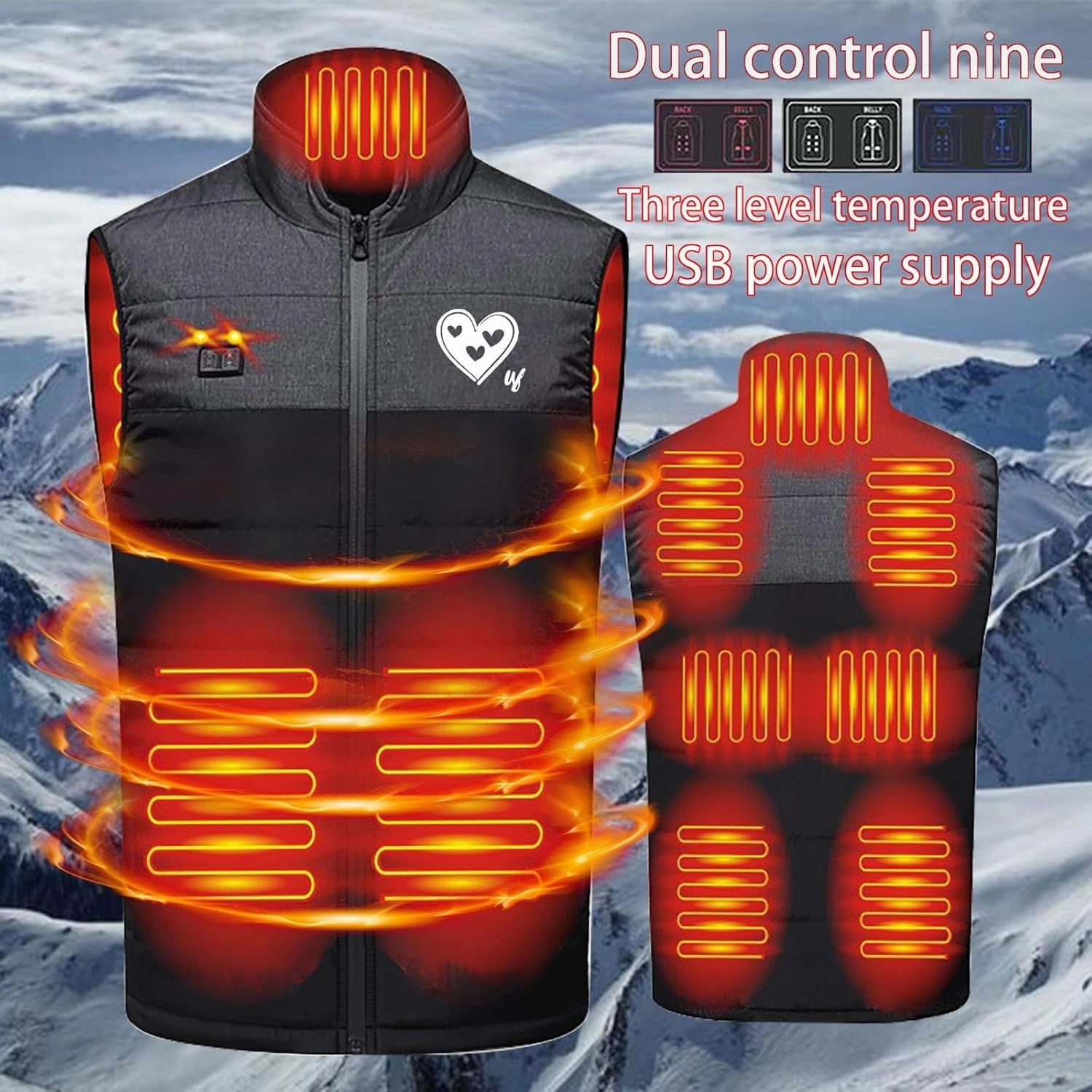 Heated Vest Women and Men Winter Warm Heated Jackets Rechargeable USB Puffer Heated Jacket Fashion Lightweight Outwear