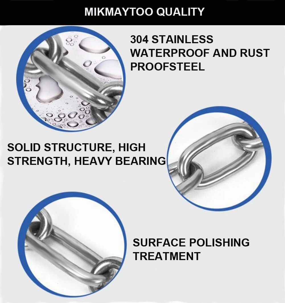 Heavy Duty Stainless Steel Chain 550LB Capacity for Punching Bags Hanging Chair Hammocks Swing Trapeze Yoga