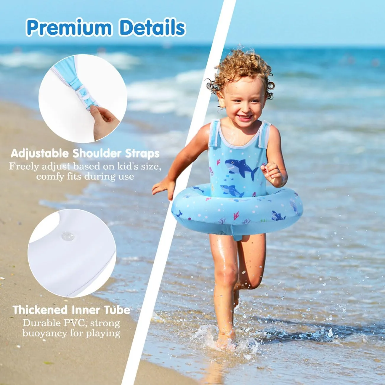 HeySplash Toddler Swim Vest for Age 3-6, Swim Trainer Vests with Adjustable Strap fit for Boys Girls 30-60lbs, Floating Tubes, Children Swimsuit Beginner Learn to Swim Pool Floaties